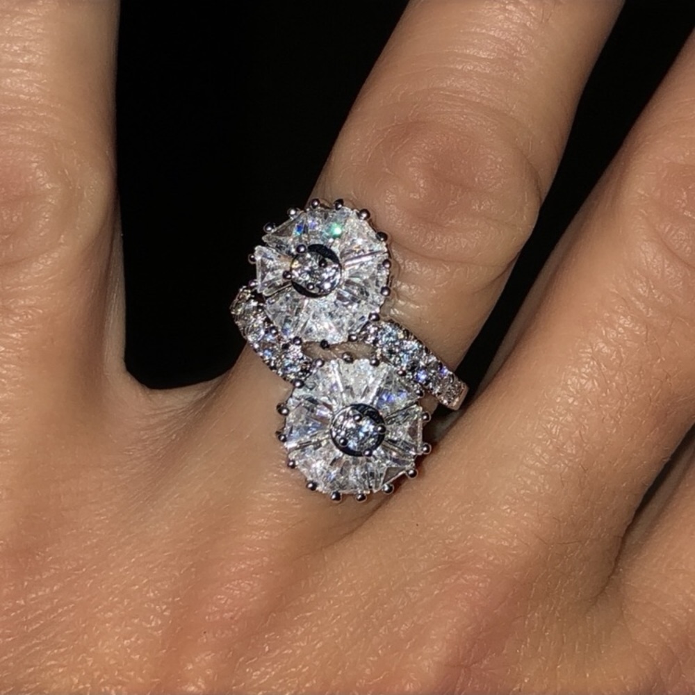 925 Sterling AAA MM Diamonds Wheel Ring 7.5